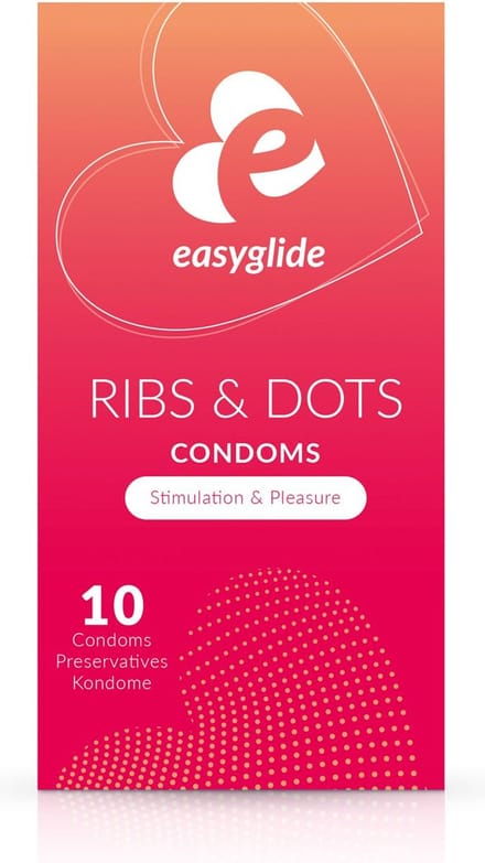 EasyGlide - Ribs and Dots Condooms - Condooms met Glijmiddel - 10 stuks