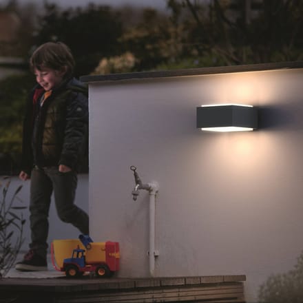Philips buitenwandlamp Hedgehog, antraciet, set van 2