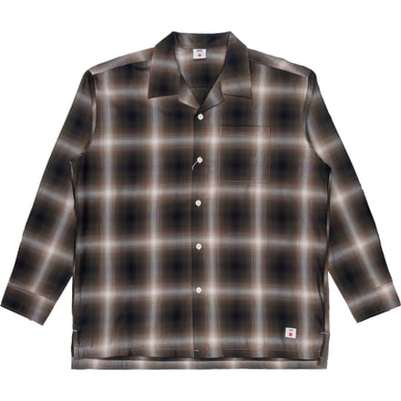 Shirt Man Edwin open kraag japan beige/zwart