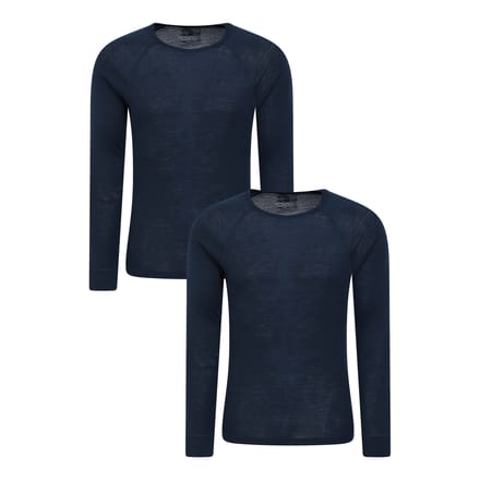 Mountain Warehouse Heren Merino Wol Base Layer Top (Set van 2) (Marine)