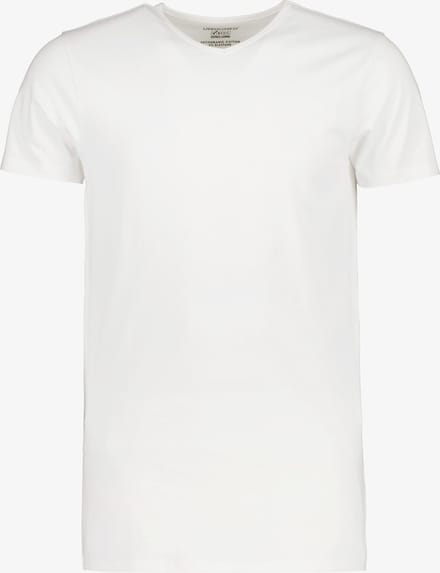 Unsigned heren T-shirt extra lang met v-hals - Wit - Maat S