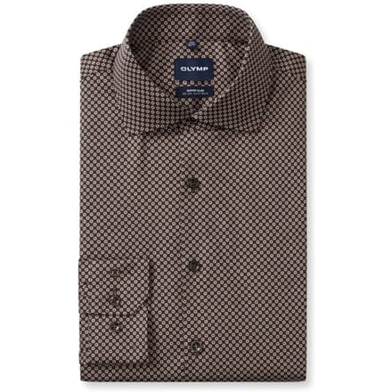 OLYMP No. Six Overhemd, Super Slim, Royal Kent, Bruin