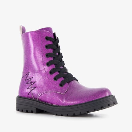 Blue Box meisjes veterboots met glitters paars - Maat 36 - Uitneembare zool