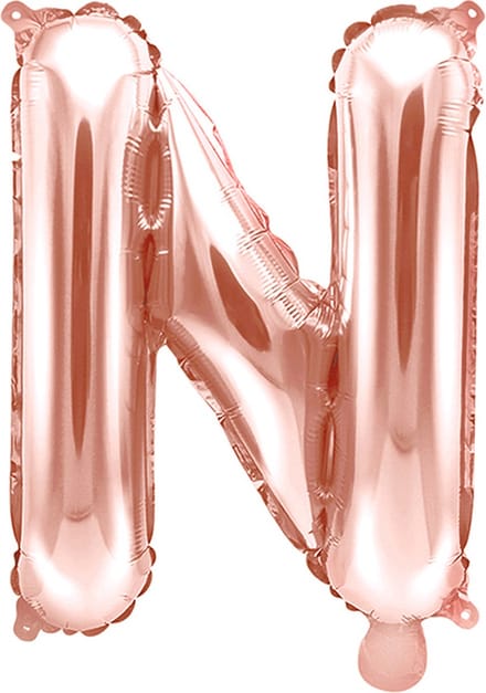 Partydeco - Folieballon Rose Gold Letter N (35 cm)
