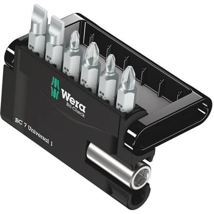 Wera Bit-Check 7 Universal 4 05135810001 Bitset 7-delig Kruiskop Phillips, Kruiskop Pozidriv, Binnen-Torx