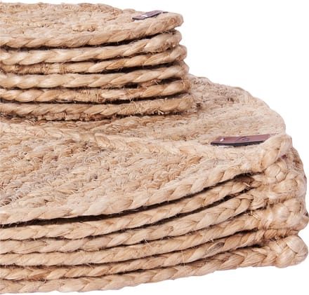 PEPPERLEAF - Set van 12 placemats en onderzetters - Natuurlijk - Jute