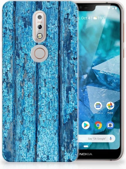 Nokia 7.1 Bumper Hoesje Wood Blue