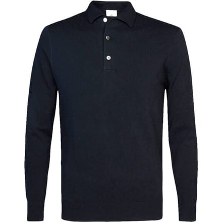 Profuomo Longsleeve Poloshirt Luxury Basic Donkerblauw (navy) - Maat M - Heren - Pullover