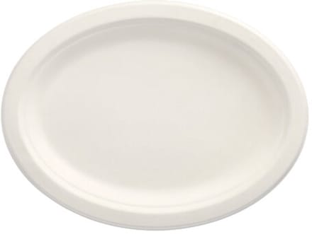 50 Borden van suikerriet pure ovaal 26 cm x 20 cm x 2 cm wit
