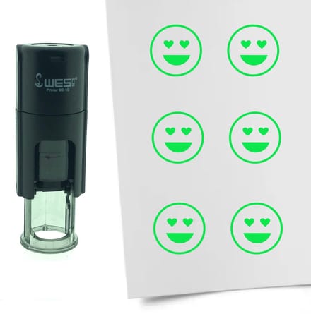 CombiCraft Stempel Smiley Liefde 10mm rond - Groene inkt