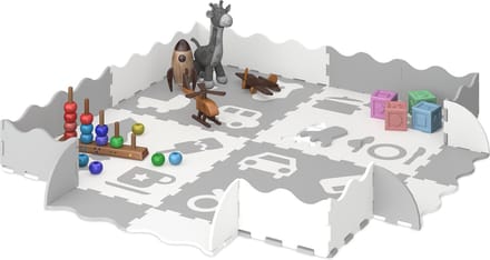 puzzel speelmat - met rand - foam - 24-delig - baby - kinderen - grijs-wit