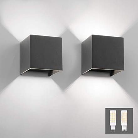 Moderne LED Wandlampen Set van 2 voor Binnen en Buiten - Donkergrijs, Koud Wit 6000K