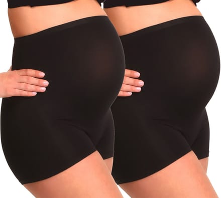 Mamsy - 2-Pack Seamless zwangerschaps Boxershort met shapewear effect - Zwart- XS/S