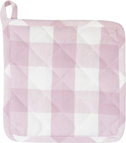 Clayre & Eef Pannenlap 20*20 cm Roze Katoen ruit Vierkant Afgiet Pannenlap Afgiethulp Pannelap