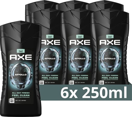 Axe 5-in-1 Douchegel - Apollo - 6 x 250 ml - Voordeelverpakking