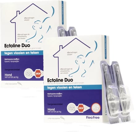 Flea Free Ectoline  Duo Hond - Anti vlooien en tekenmiddel - 2 x 2 pip 20-40kg