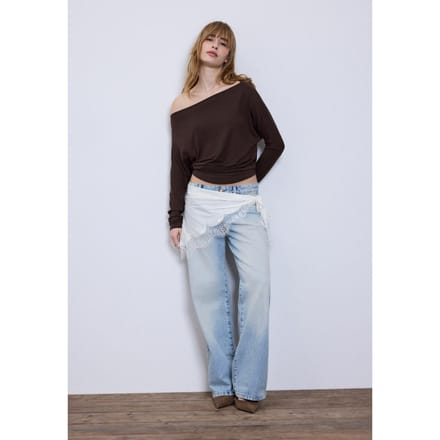 Stradivarius Asymmetrische modal top  Bruin M