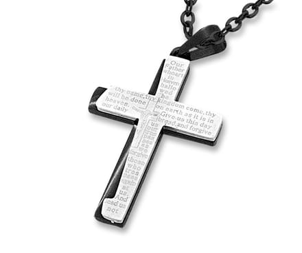 Amanto Ketting Alpay Black - 316L Staal - Kruis - 44x28mm - 60cm