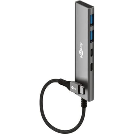 Goobay USB hub (USB-C) | 2x USB-A + 2x USB-C | USB3.0 5 Gbps | aluminium | 0,10 meter