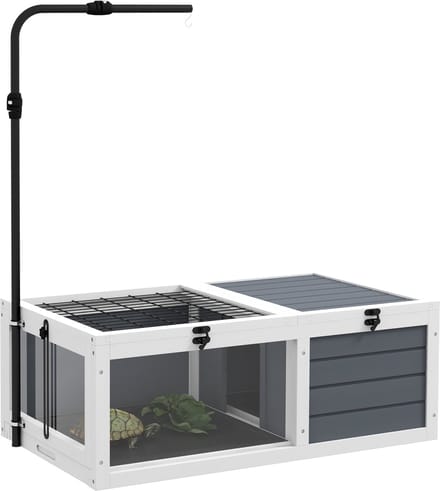 PawHut Schildpaddenhuis - Vurenhout - 81x48x31,5cm - Grijs