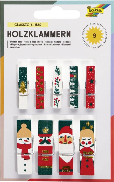 folia houten knijpers met opdruk 'XMas II'