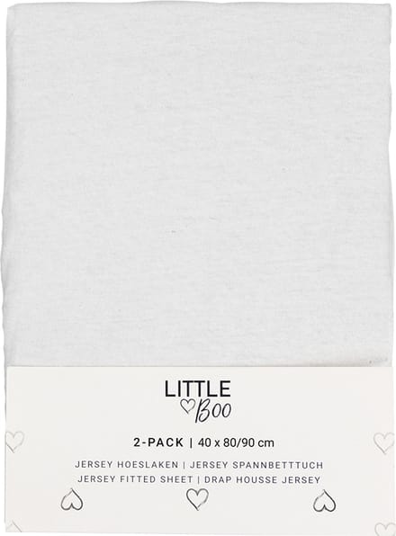 Hoeslaken Wieg Little Boo Uni White 2-pack 40x80/90