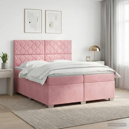 vidaXL - Boxspringbed - met - matras - Roze - 200 - x - 200 - cm - Fluweel