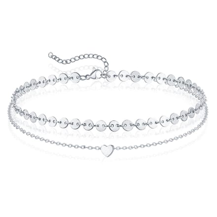 Pailetten Enkelband Heart - Zilver