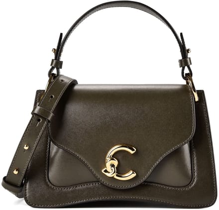 COCCINELLE Leren schoudertas handtas C-Me Calf Handbag Smooth Leather Fango donkergroen