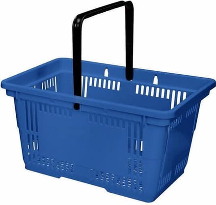 Winkelmandje 28 liter - blauw - 1 handgreep -10 stuks
