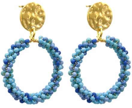 Oorbellen met Glaskralen - Oorhangers - RVS - 4x3 cm - Blauw