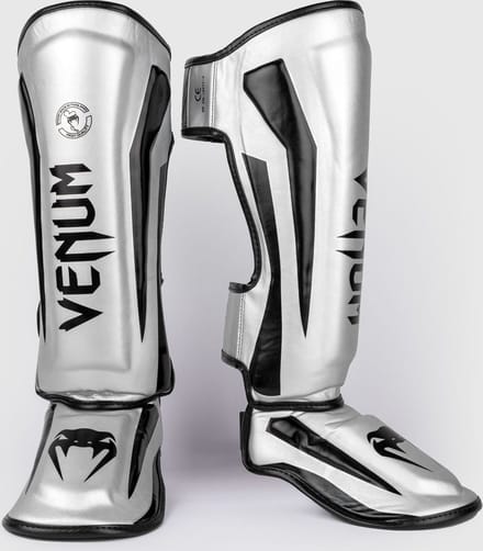 Venum Elite Kickboks Scheenbeschermer- SILVER/BLACK - M
