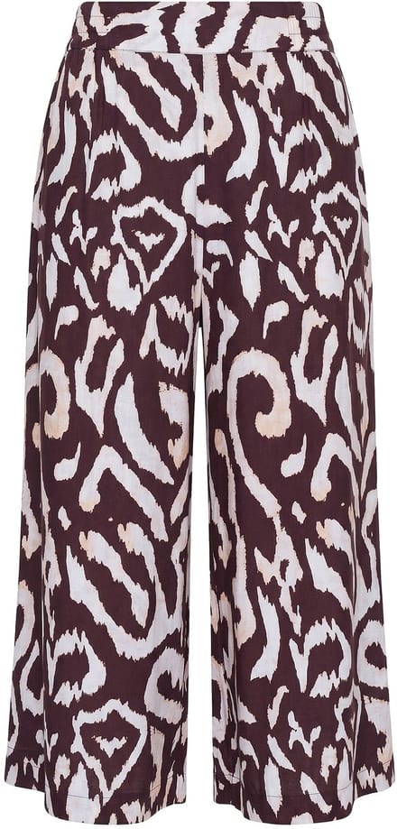 Studio Untold - Dames - Culottes wijde pijpen hoge taille print - Chocolade - Maat 48
