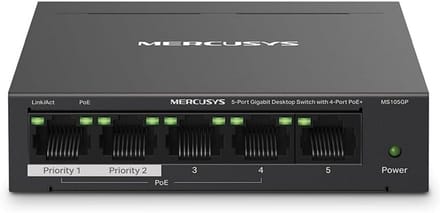 Gigabit Switch 5 Poorten met PoE+, Plug & Play, 250m Bereik