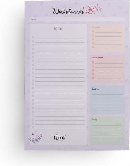 Maan Amsterdam Werkplanner - To do notitieblok - A4 - 50 vel - lila