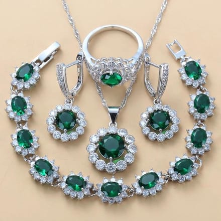 Blauwe Saffier Hanger Oorbellen Ketting en Ring Dames Set 10 gray