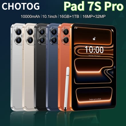 CHOTOG 10.1 inch Tablets Tab Pad 7S Pro 5G Dual Card Kinderen Tablet Android 15 10000mAh Globale Versie Tablet 22GB+2TB Tab PC