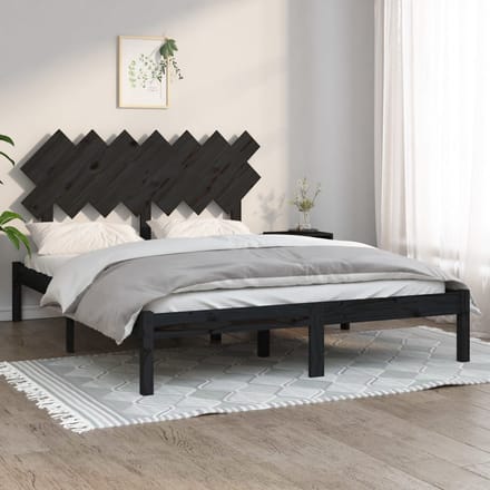 vidaXL - Bedframe - massief - hout - zwart - 140x190 - cm