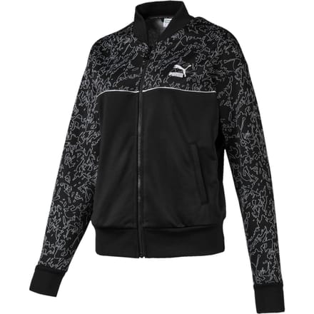 Puma Dames Classics Sweat Jacket AOP Zip Up Track Top Zwart 595216 01