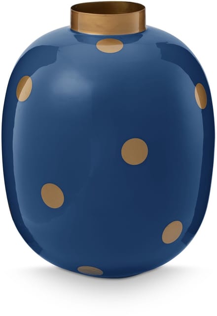 Pip Studio Vaas Dots - Bloemenvaas van Metaal - Navy/ Goud - 32cm
