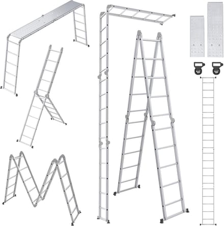 6-in-1 Multifunctionele Aluminium Ladder 5.5m met Werkplatform - Draagkracht 150 kg