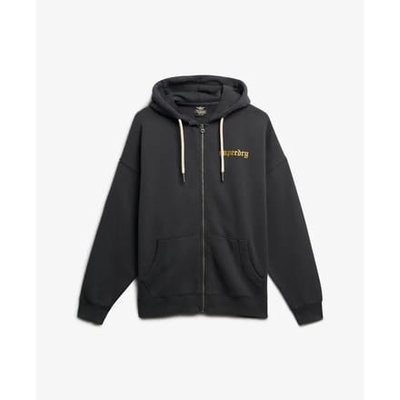 Superdry Old School Tattoo Oversized Hoodie met Rits Dark Grey Grootte: 38