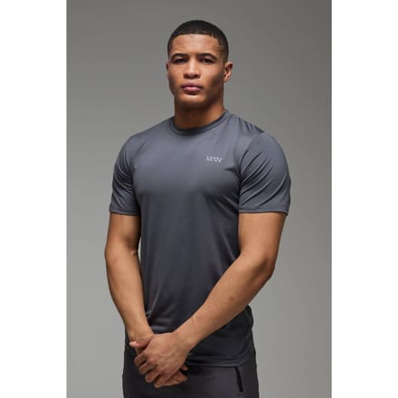Man Active Regular Fit Performance Gym T-Shirt | Charcoal | Size Large
