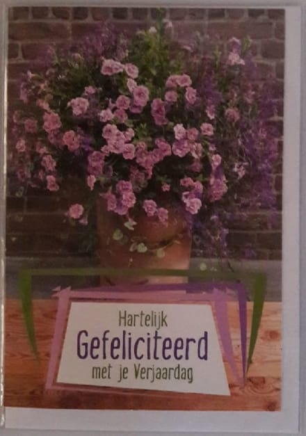Verjaardagskaart Bloemen – Hartelijk Gefeliciteerd - Dubbele Wenskaart met Envelop