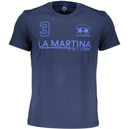 La Martina Blauw Katoenen Heren T-Shirt
