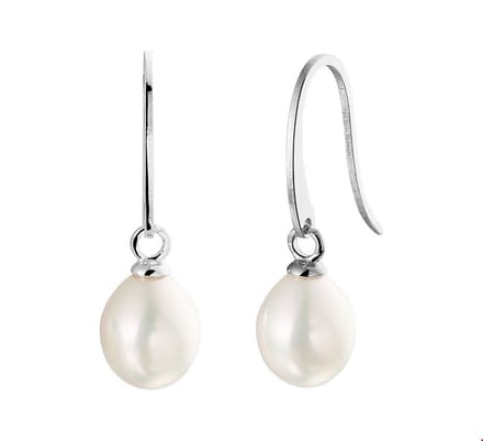 TFT Oorhangers Parel Zilver Gerhodineerd Glanzend 24 mm x 7.5 mm