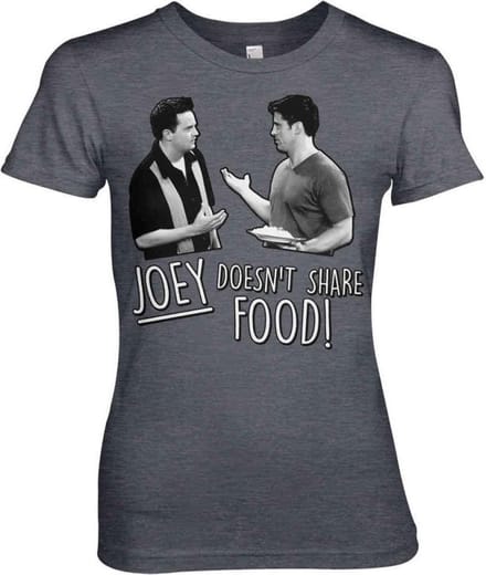Friends Dames Tshirt -L- Joey Doesn't Share Food Grijs