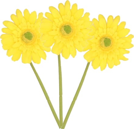 DK Design Kunstbloem Gerbera - 3x - 72cm - geel - Real Touch - kunst zijdebloemen