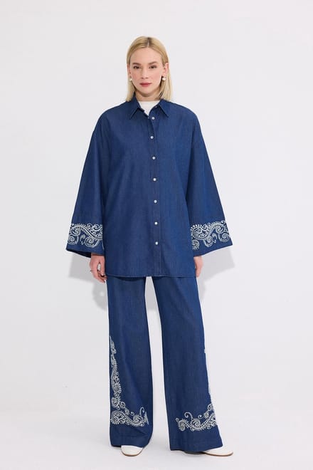 Touché Privé - Geborduurd jasje - Blauw - Dames