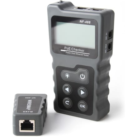 Multifunctionele LCD-netwerkkabeltester PoE Checker Inline PoE spannings- en stroomtester met grijs